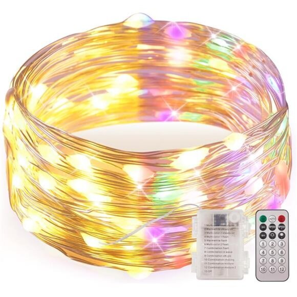 Battery Operated Fairy String Lights 50 LEDs Warm White Multi Color Twinkle Ligh - Picture 1 of 8